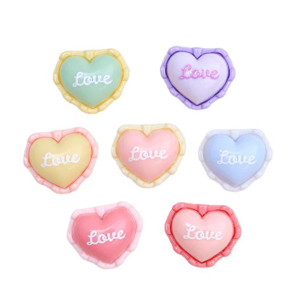 10PCS Shiny Lace Love Heart Series Resin Flatback Cabochons For Hairpin Scrapbooking DIY Jewelry Craft Decoration Accessories