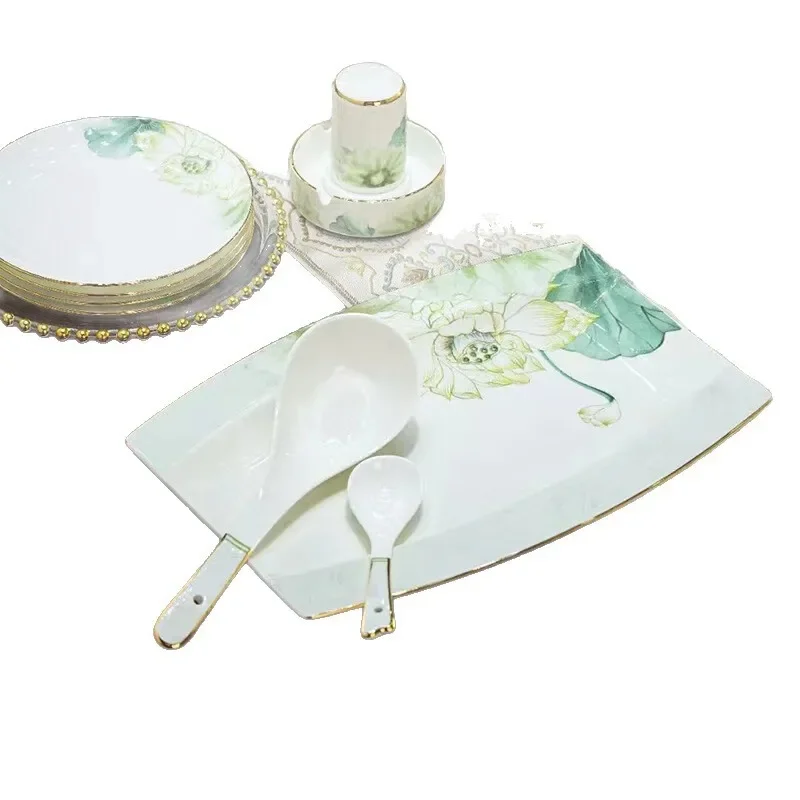 

2025 new model, ceramic tableware, set, hotel, bowl and plate bone china tableware, household