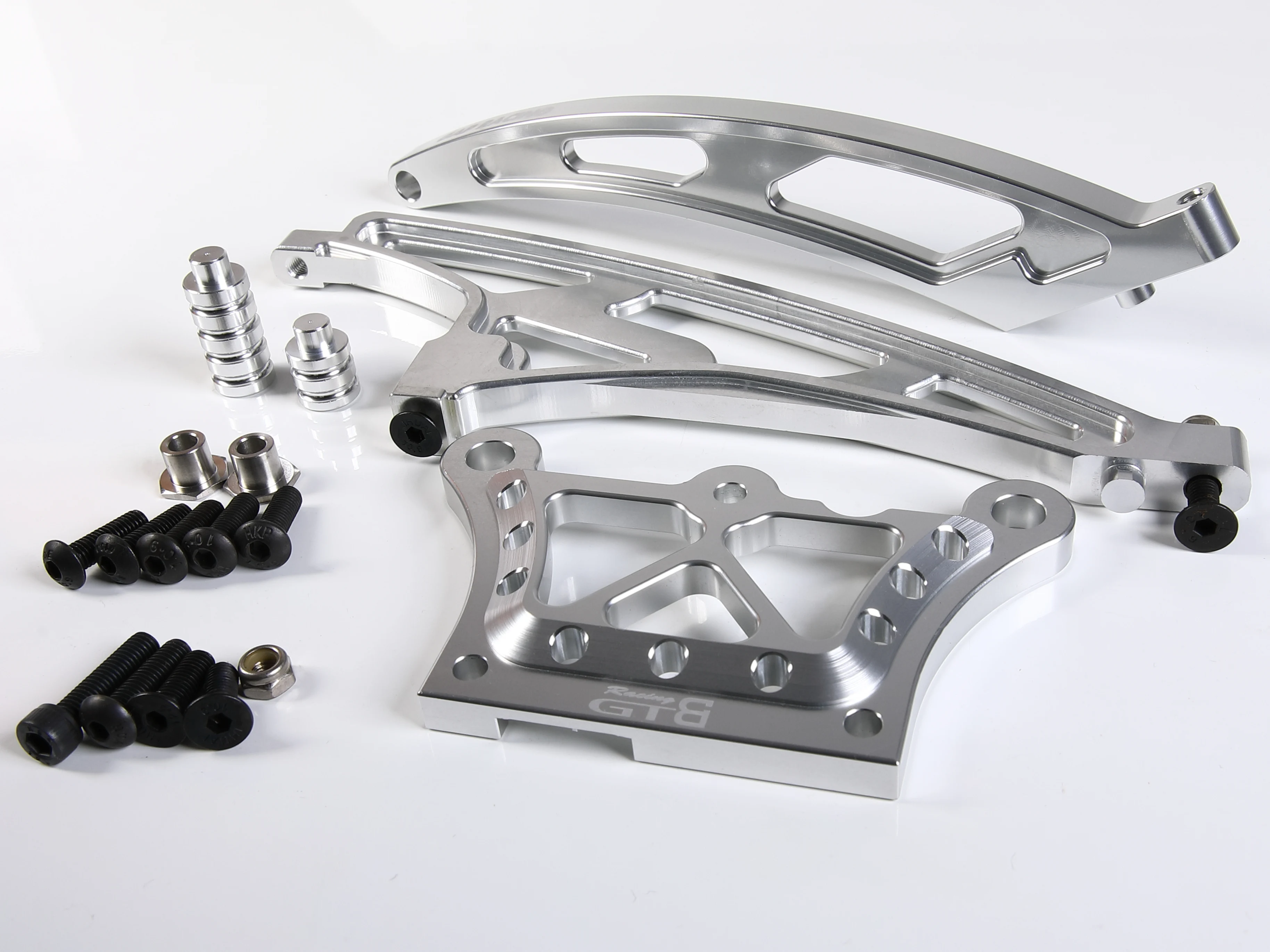 GTB Aluminum LOSI MTXL Gas Car Front Top plate + Front / Rear Chassis Brace Set