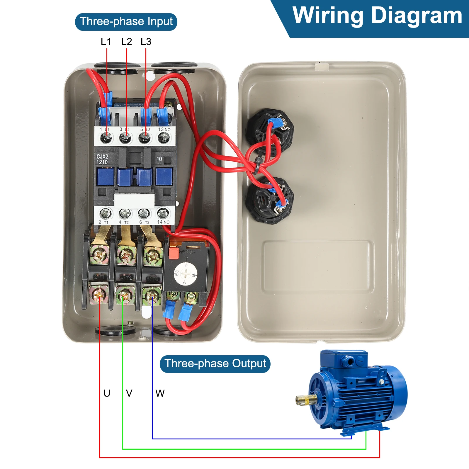 1 arrancador de motor eléctrico magnético, 380V 4KW 5HP / 2.2KW 3HP arrancador de motor de interruptor magnético trifásico para compresor de aire