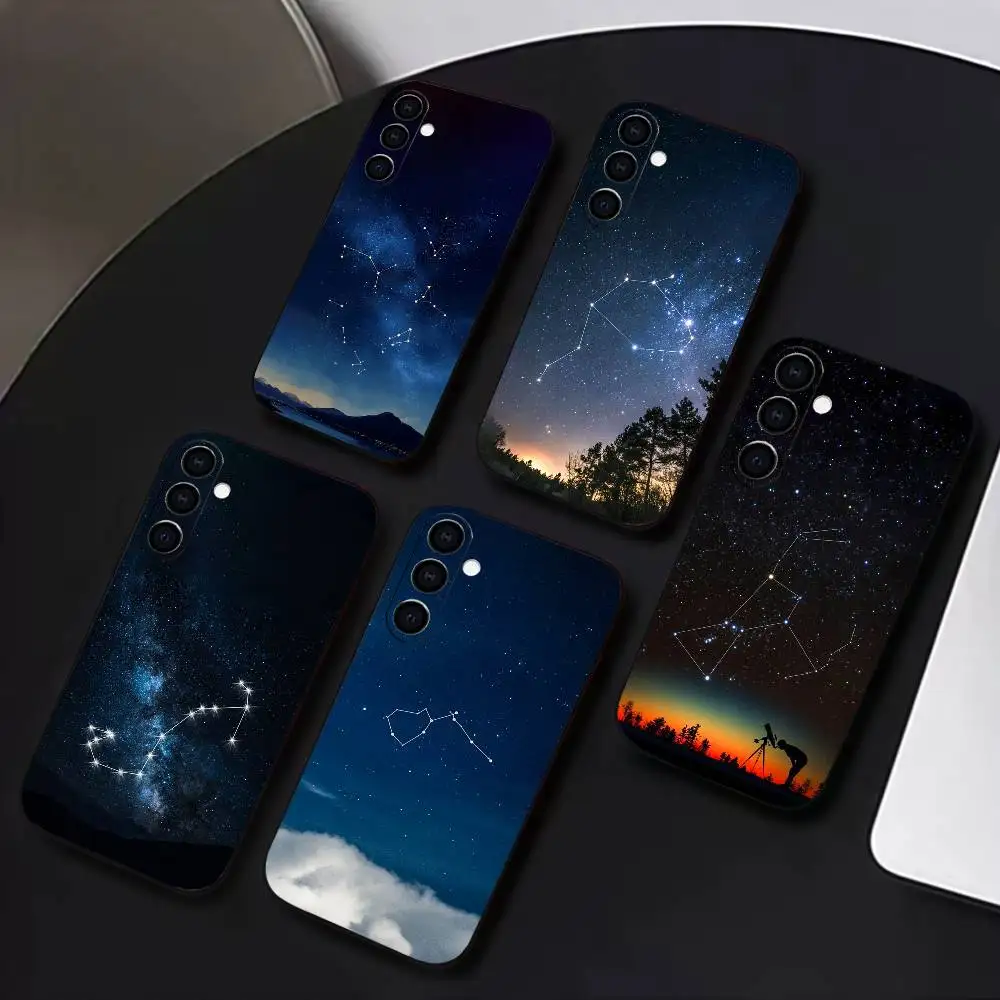 

Art Twelve Constellations Phone Case For Samsung Galaxy A73,A72,A71,A70,A53,A52,A51,Others Soft Black Cover