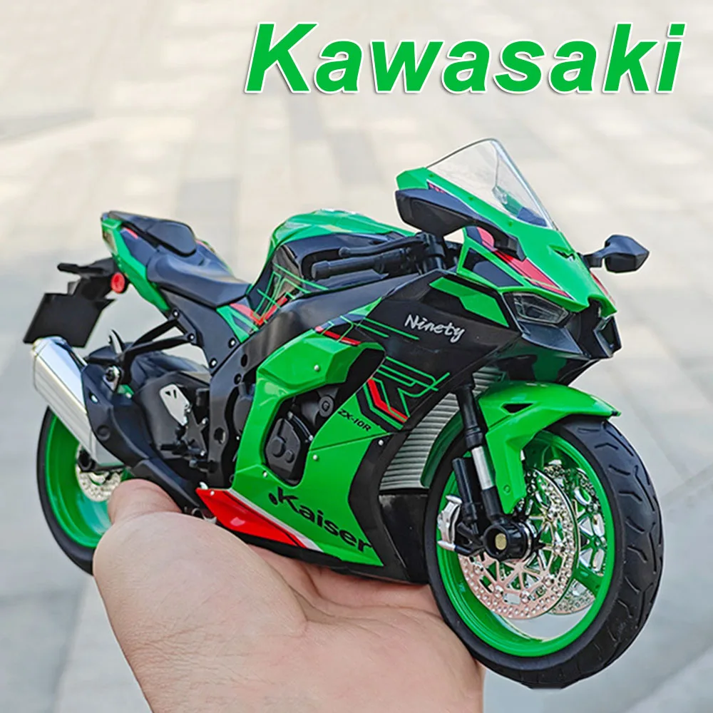 

1:9 Kawasaki ZX-10R H2R Alloy Motorcycle Diecast Model Toys Car Front Wheel Steering Sound Light Miniature Motorbick Boys Gifts