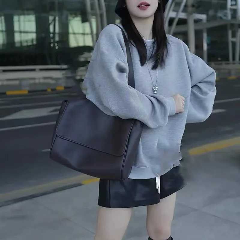 

Сумка на одно плечо из натуральной дубленой кожи, новинка 2025, универсальная большая сумка, большая вместительная женская сумка через плечо под мышками