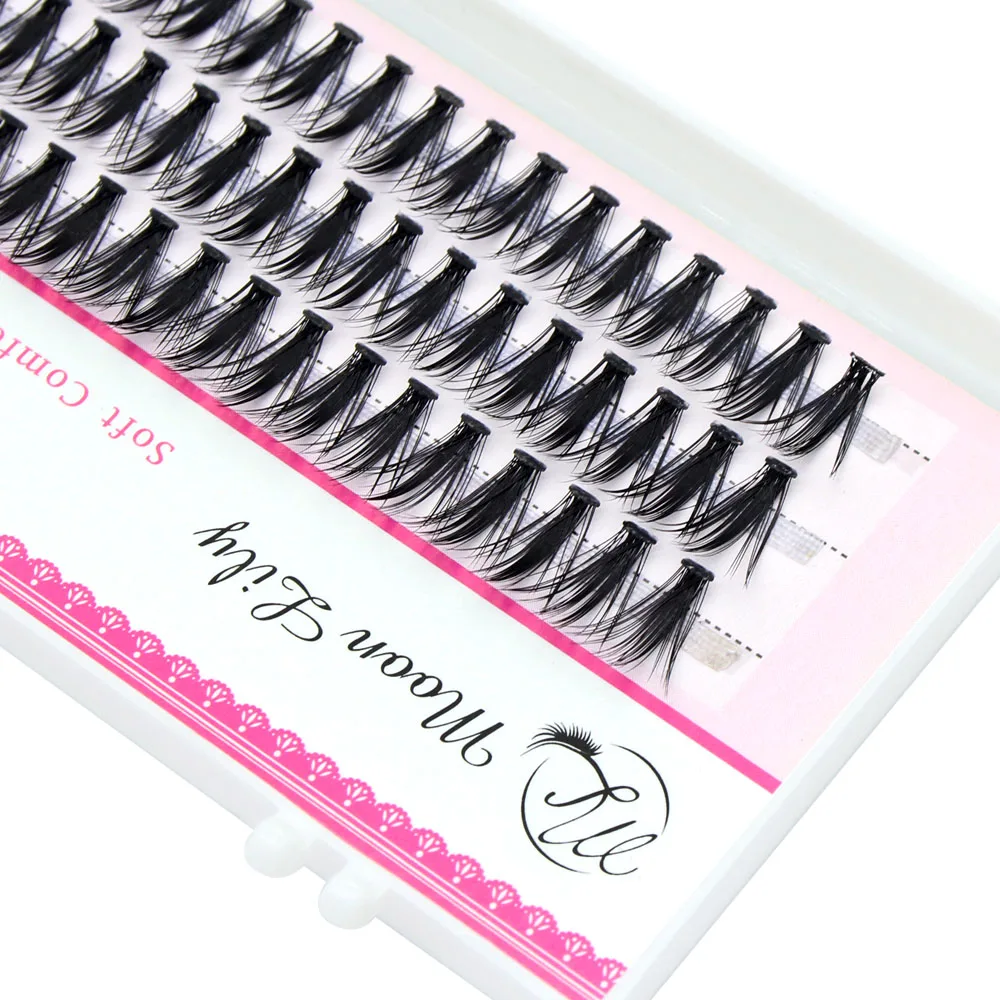 Moonlily Individual Grafting Mink EyeLashes 3D Volume Thick Bundles Makeup Fake False Black Cluster Eyelash Extensions Lashes