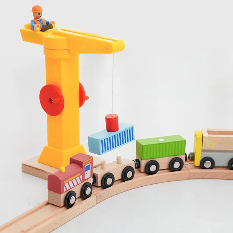 New Wooden Train Set Inertial Push Train Compatible With All Wooden Train Tracks Wooden Toys For Boys And Girls