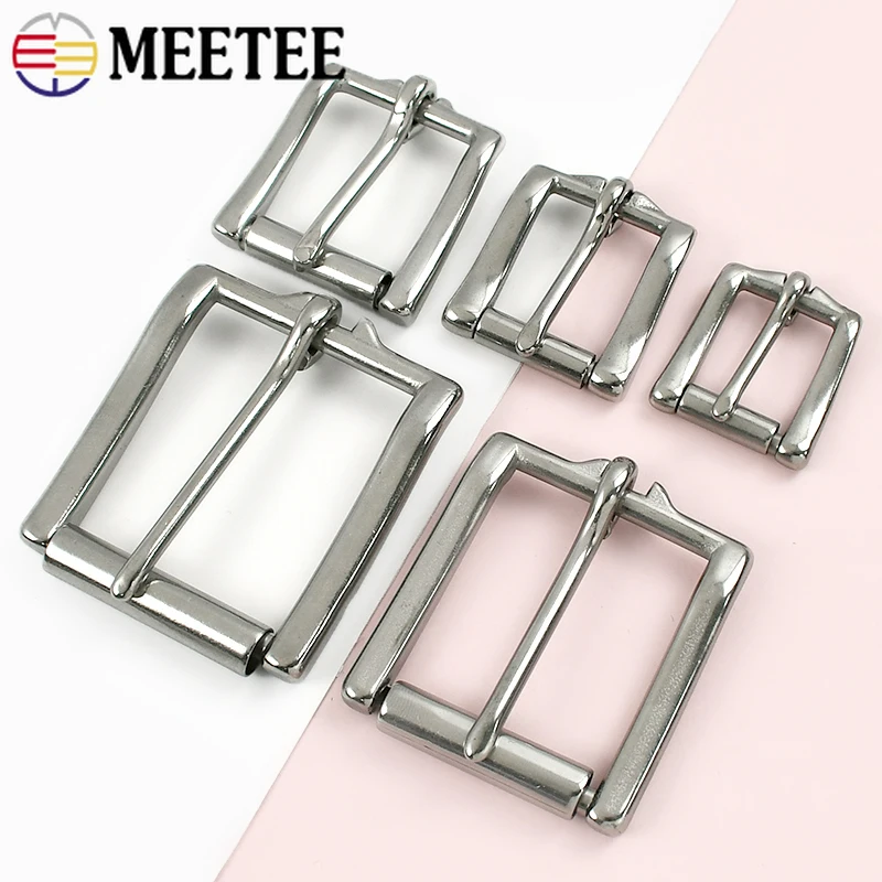 

1Pc Meetee 17-38mm Men Belt Buckle Stainless Steel Pin Buckles DIY Jeans Leather Waistband Adjust Roller Hook Sewing Hardware