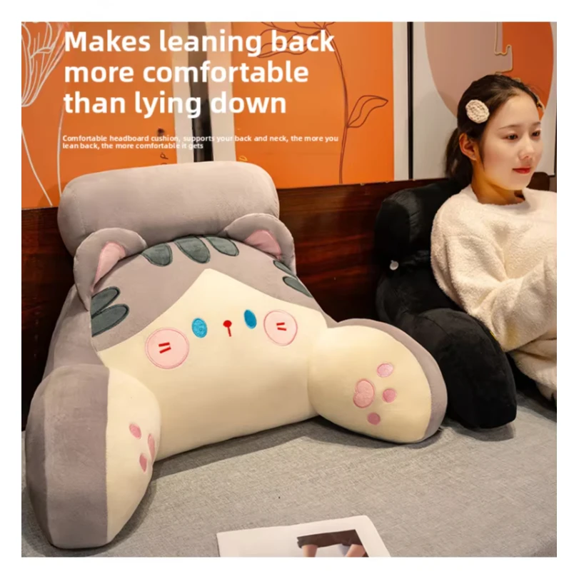 Solvath Ice Silk Reading Bed Rest Pillow Ergonomic Back Support Cushion with Armrest Breathable for Bed Sofa Office TV Work