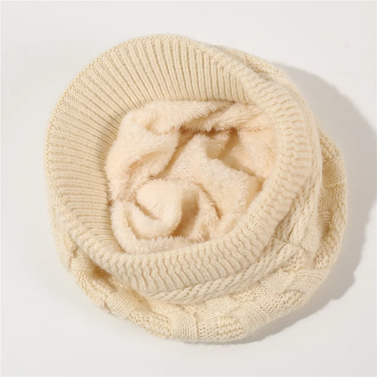 New Plush Warm Rabbit Wool Beret 8 Word Fried Dough Twists Hat Autumn and Winter Women's Knitting Cap image 6