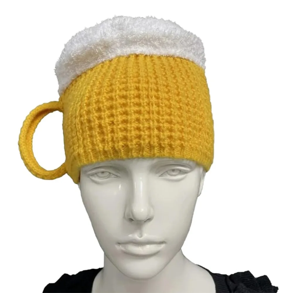 Fun Gift 3D Beer Cup Hats Unisex Ear Warmers Beanies Versatile Warm Pullover Cap Valentine's