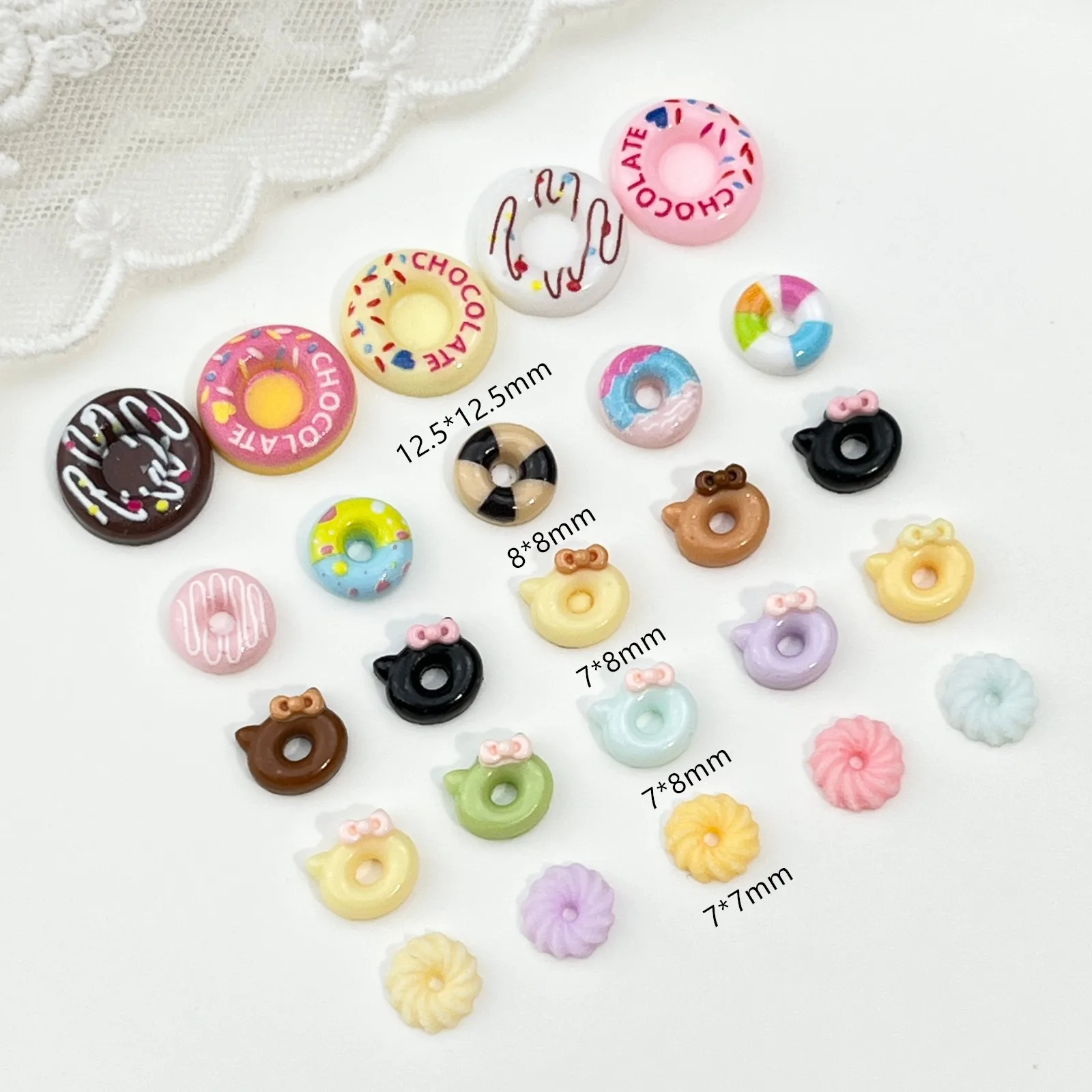 50PCS Gashapon Resin DIY Artificial Flowers Kawaii Accessories Nail Art Charms 3D Bear-shaped cream cookies Nail art accessories