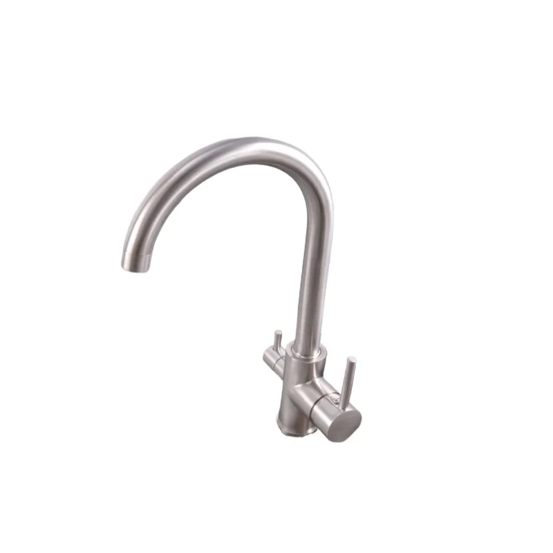 

Brass black nickel brushed three-purpose kitchen water purification hot and cold faucets, double handle single-hole vegetable