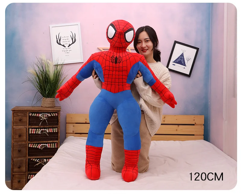 [Funny] 120cm Disney Anime Super Hero Spider-Man pillow plush Stuffed Toy doll Creative Plush toys kids Birthday Christmas Gift