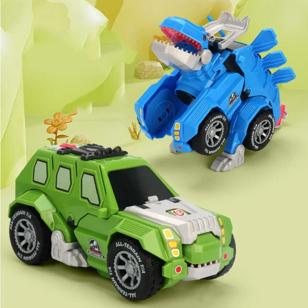 

Plastic Dinosaur Deformation Car Toys Light Simulation Automatic Transform Robot Model with Sound Collection