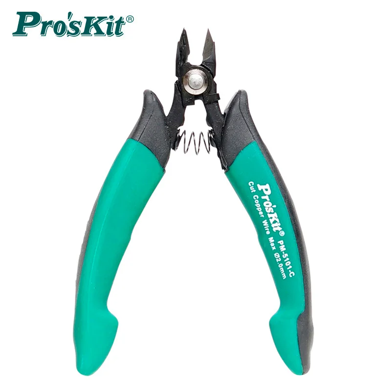 Proskit Mini two-color Ruyi cast steel diagonal pliers for cutting components or trimming leads TPR non-slip handle PM-5101-C
