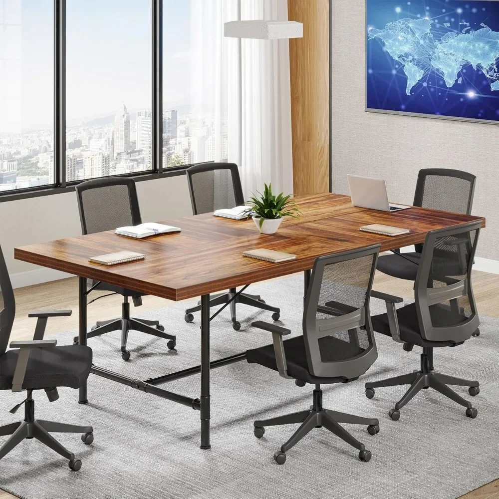 Rectangle Meeting Seminar Table, Modern Training Table Boardroom Desk for Conference Room