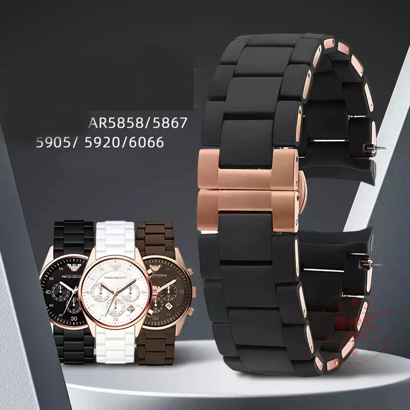

Silicone Rubber Watchband steel in Rubber for Armani AR5890 AR5889 AR5858 AR5920 AR5868 AR8023 watch band bracelet 20mm 23mm