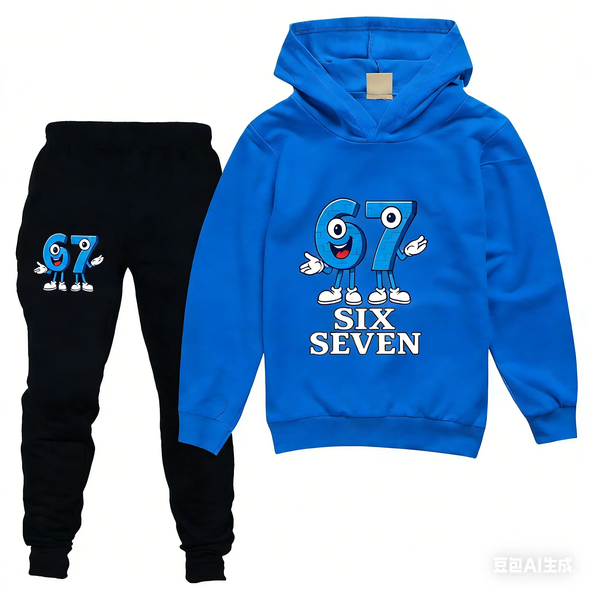 2-teiliges Steal A Brainrot Kinder-Trainingsanzug-Set Anime 67 Six Seven Hoodies Hosen Neuer Dünner Sweatshirt-Jogginganzug Kinderkleidung – Detail 3