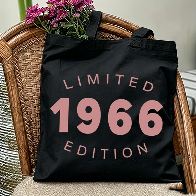 Women's 1966 Limited Edition Graphics Canvas Tote Bags Vintage 1960 To 1969 Birthday Year Theme Series Fashion Shoulder Handbags
