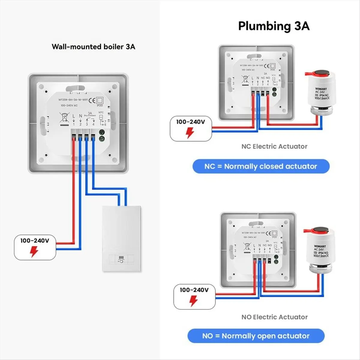 Tuya WiFi Thermostat Smart Knob Thermostat Water Boiler Electric Heating Temperature Controller A