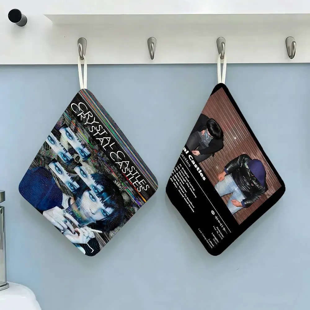 Band C-Crystal Castles  Hanging Kitchen Towel, Polyester Cotton Fabric, Absorbent Hand Wiping Towel for Home Dormitory