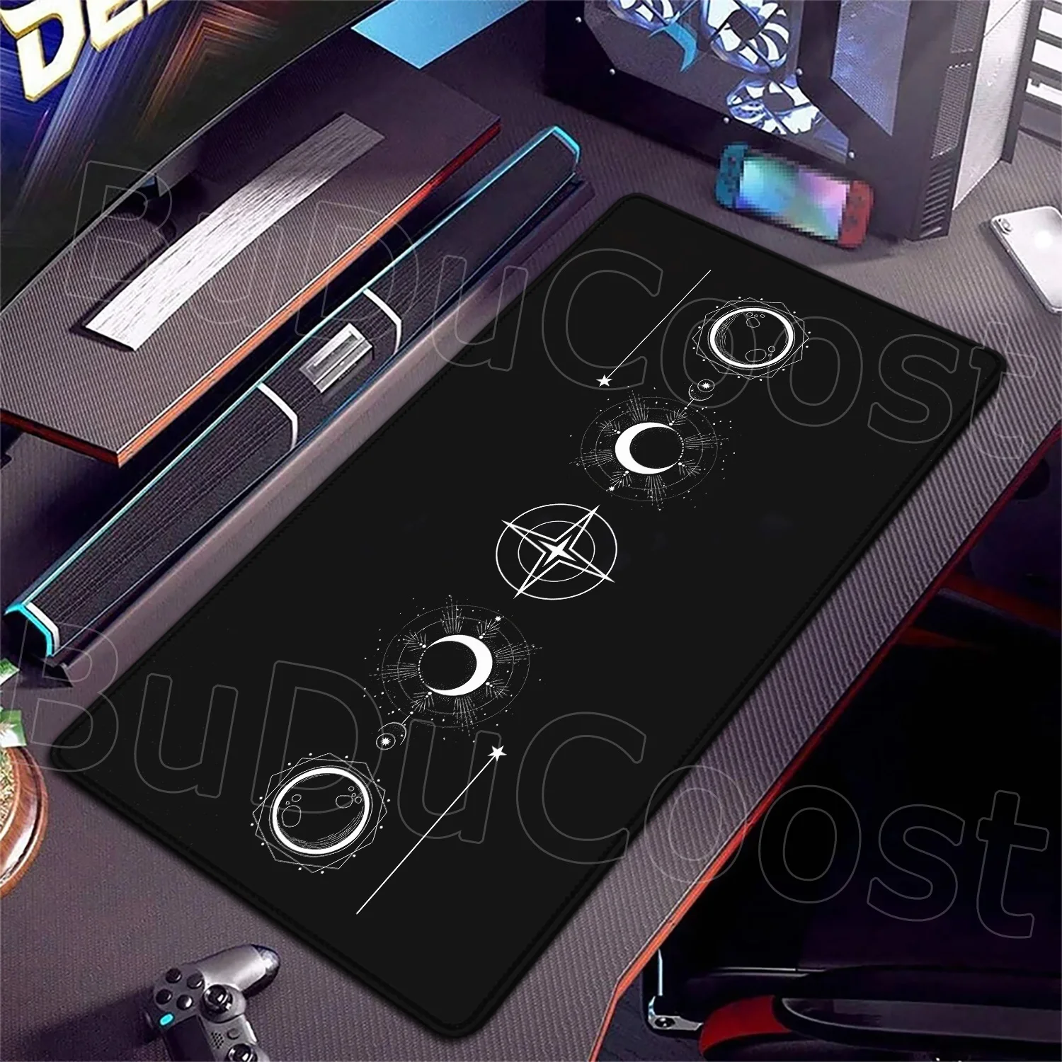 

Hot Sale Large Kawaii Gaming Mouse Pad Space Moon Star Galaxy XXL Gray Desk Mat Table Carpet Non-slip HD Laptop Desk Accessories