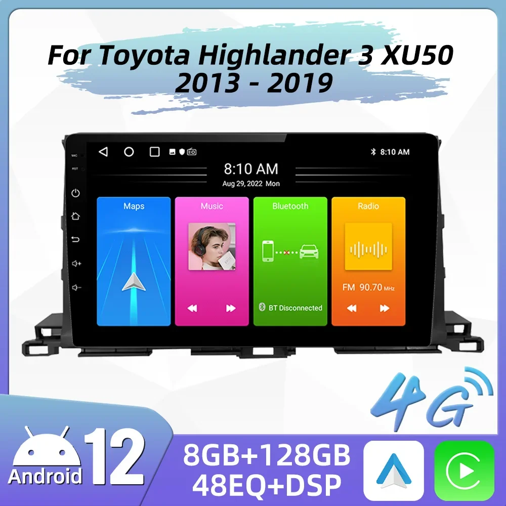 

Car Radio For Toyota Highlander Kluger XU50 2013 - 2019 2 Din Android Car Multimedia Player GPS Navigation Carplay Touch Stereo