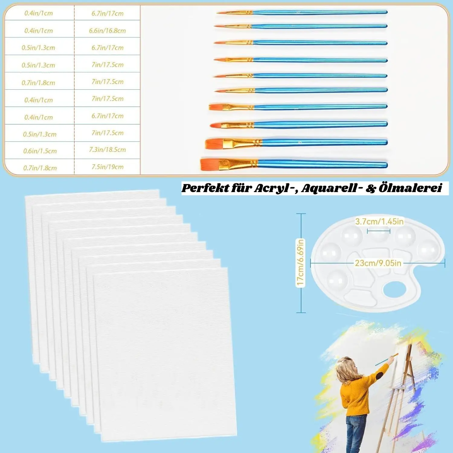 144-Piece Complete Paint by Numbers Set for Adults, 120 Paint Brushes+12 Canvases+12 Palettes, Acrylic Painting Kit for Beginners & Pros