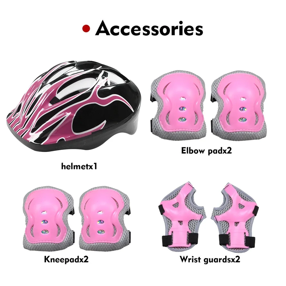 7Pcs/Set Kids Protective Gear Adjustable for 3-10yrs Helmet Elbow Pads Wrist Guard for Sport Cycling Bike Roller Skating Scooter