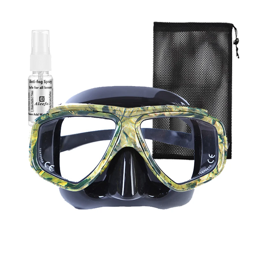 近視用スキューバダイビングマスク,カモフラージュ防曇マスク,水泳用具,近視レンズ,近視ゴーグル フルフェイス Scuba Diving Mask