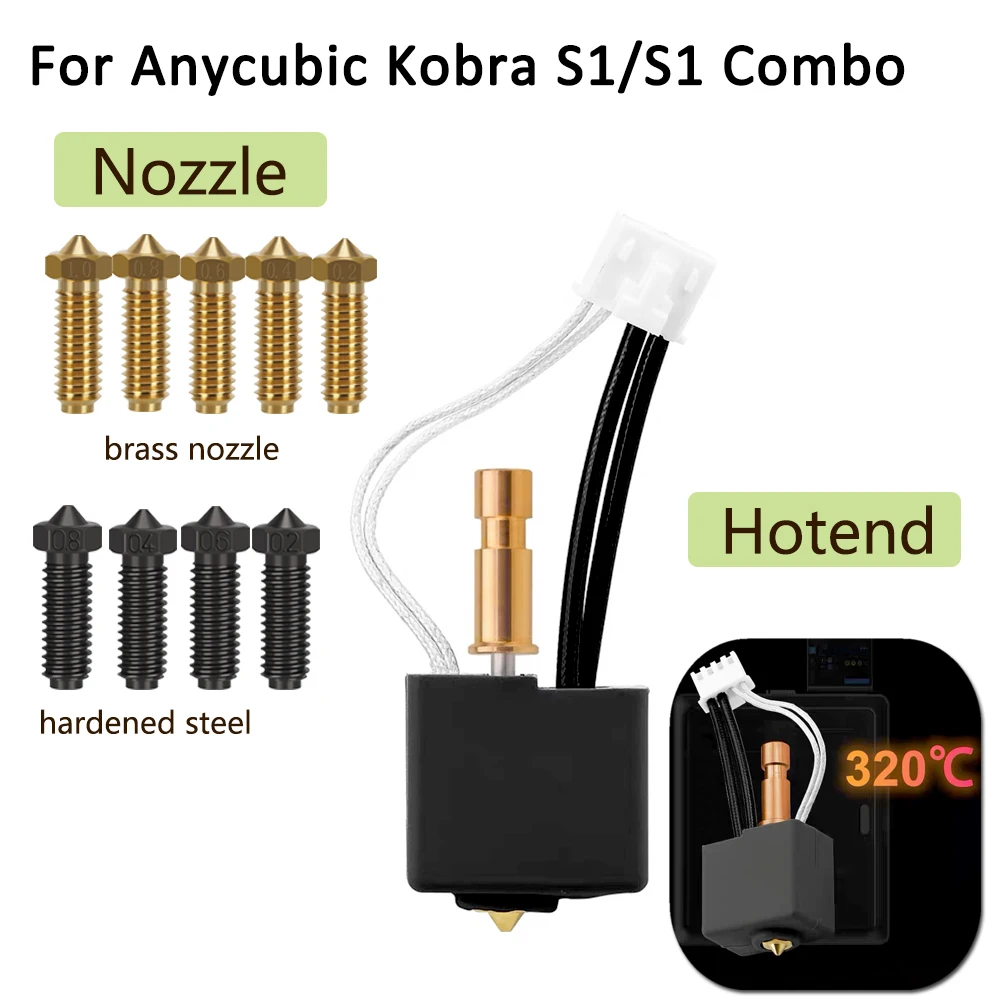 

Комплект Hotend для Anycubic Kobra S1/S1, комбинированная насадка для печатающей головки, аксессуары для 3D-принтеров, биметаллическая терморазрывная насадка для Kobra S1 Combo