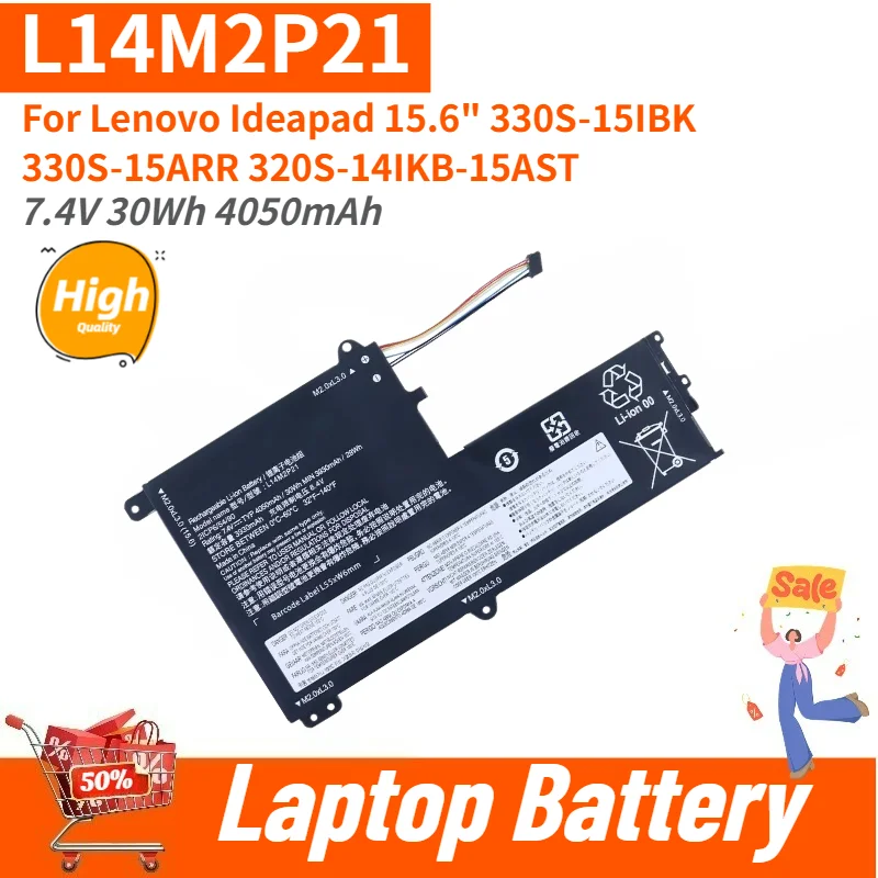 

L14M2P21 Laptop Battery 7.4V 30Wh 4050mAh For Lenovo Ideapad 15.6" 320S-14IKB-15AST 330S-15IBK 330S-15ARR Brand New High Quality