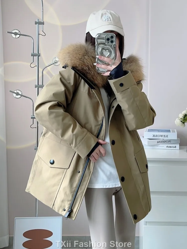 90% White Duck Down Jackets And Coat With Hooded For WInter Down Jacket Hooded Double Breasted Casual Long Trench Parkas