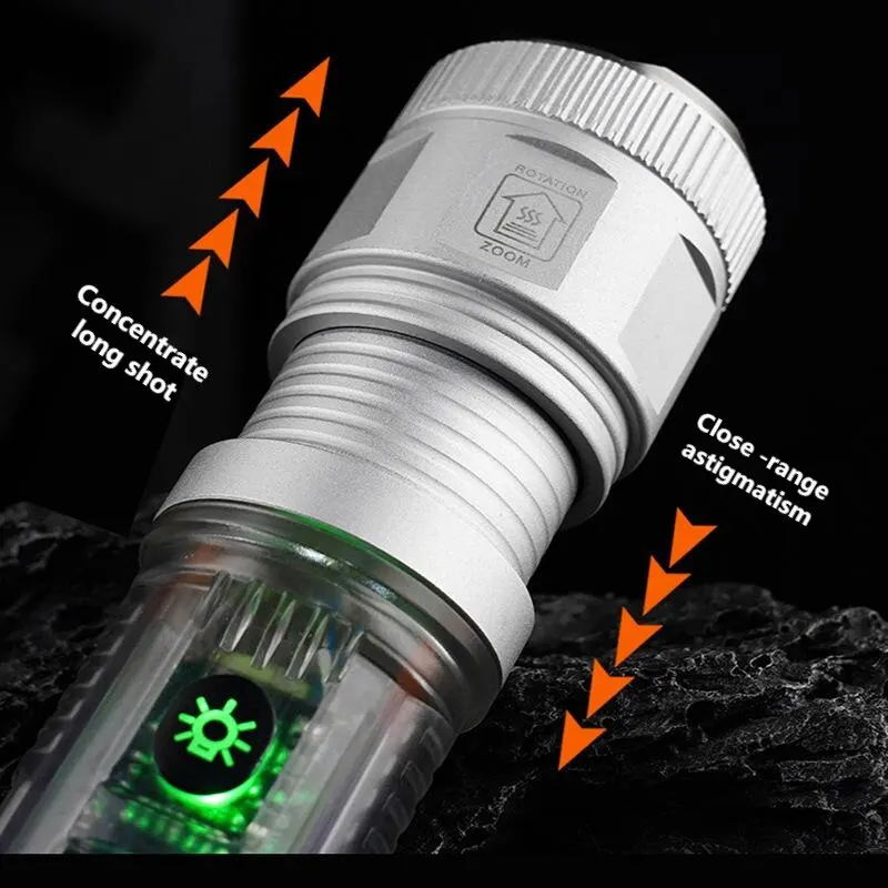 Solar Power Bright Light Flashlight Telescopic Zoom P50 Or White Laser Bead Torch Lamp Rechargeable Camping Emergency Flashlight