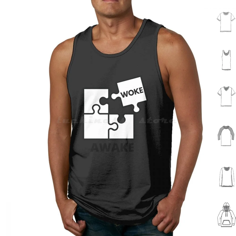 Puzzle Woke Awake But Not Woke White Awake But Not Woke Tank Tops Vest Sleeveless Woke Anti Woke Political Cancel