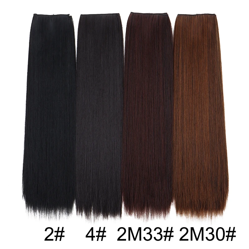 الاصطناعية 5 مقاطع قطعة واحدة رشاقته الشعر التمديد طويل مستقيم تصفيفة الشعر 16 بوصة 20 بوصة 24 بوصة أسود براون هيربيسي للنساء