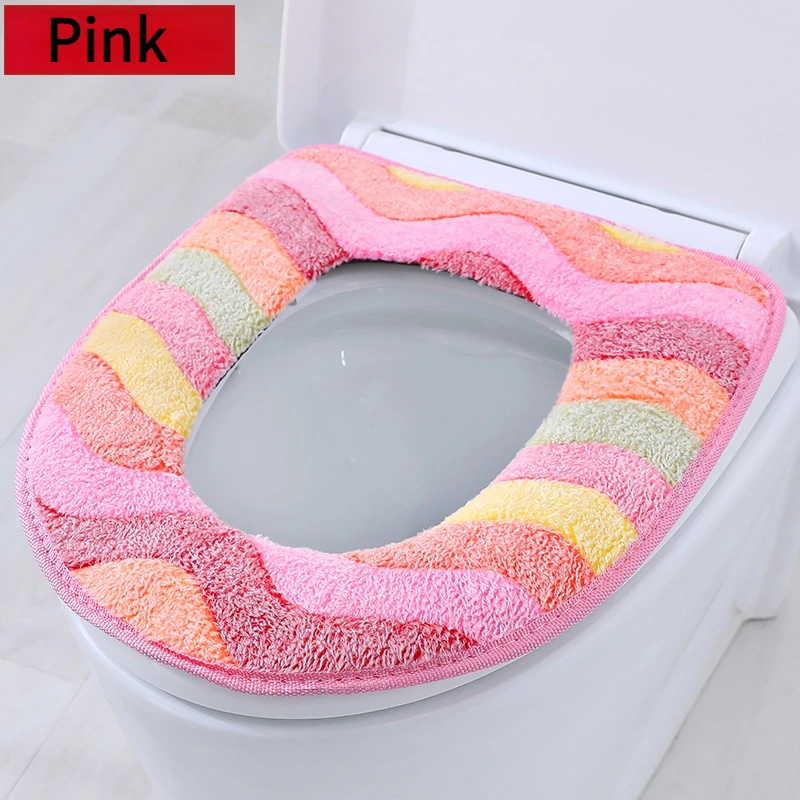 New design Home Toilet Cushion Seat warmer Cushion adhesive soft Toilet cover zipper thickened Cute WC Mat Closestool Covers pad