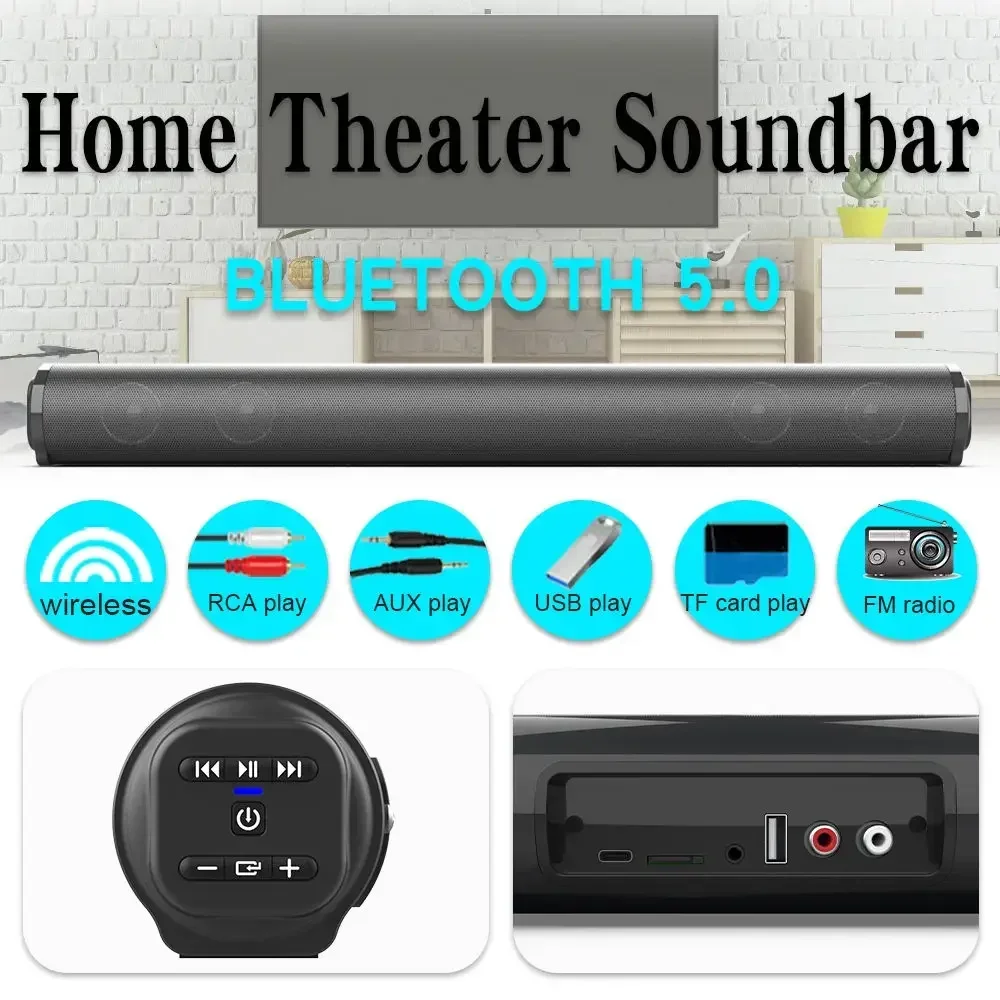 Home Theater Surround Sound System Wireless Bluetooth Speaker for TV Computer Soundbar with FM Radio RCA Connection Music Center