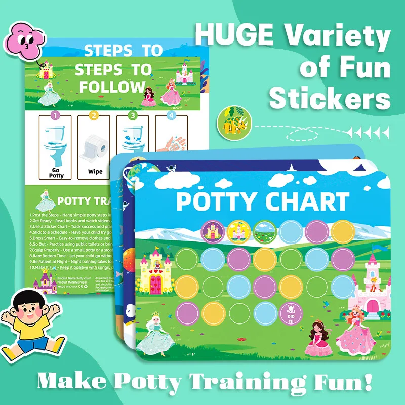 

Toddler Potty Training Chart with Fun Reward Stickers Kids Toilet Training Motivational Incentive Kit