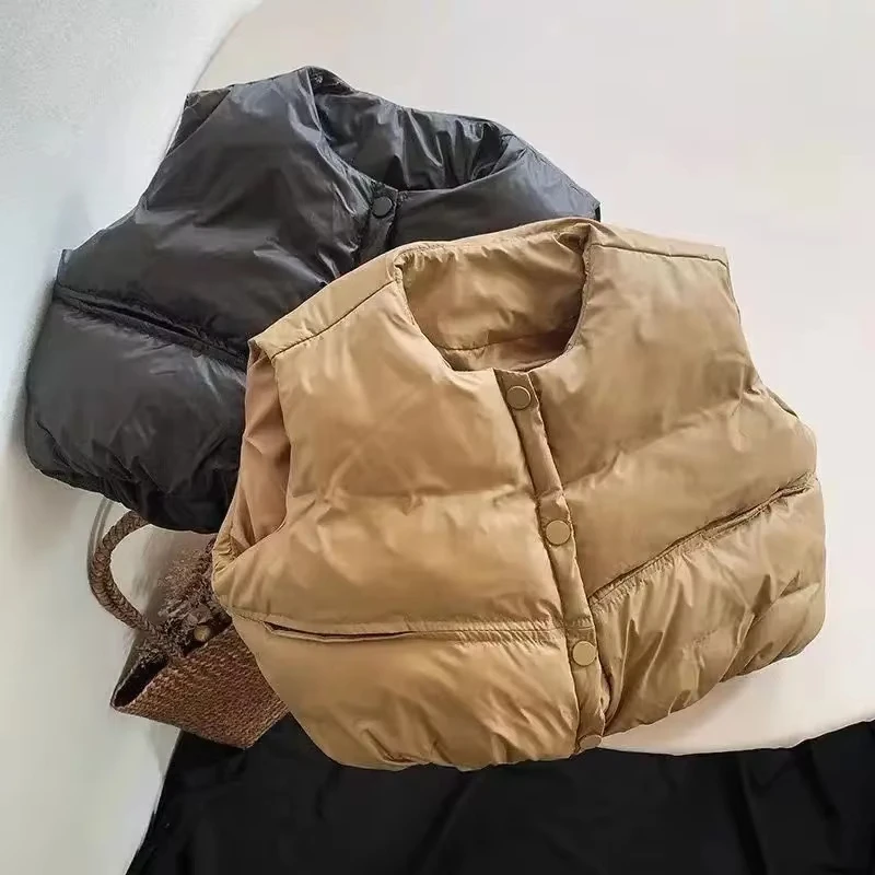 2025 Winter Kids Vest Waistcoats Korea Children's Down Vest Thickened Coat Jacket Boys Girls Outdoor Warm Vest 1-5Years