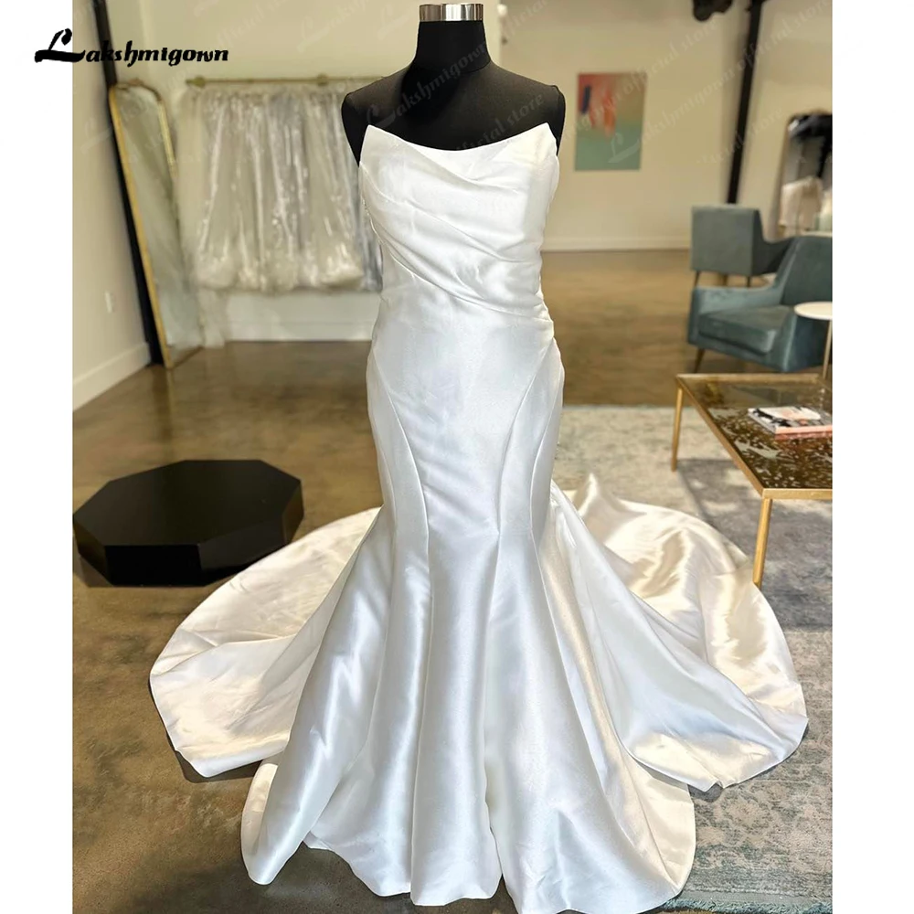 Lakshmigown Mikado Satin Mermaid Wedding Dress 2024 Vestidos De Novia Off White Beach Bridal Gowns vestidos elegantes para mujer