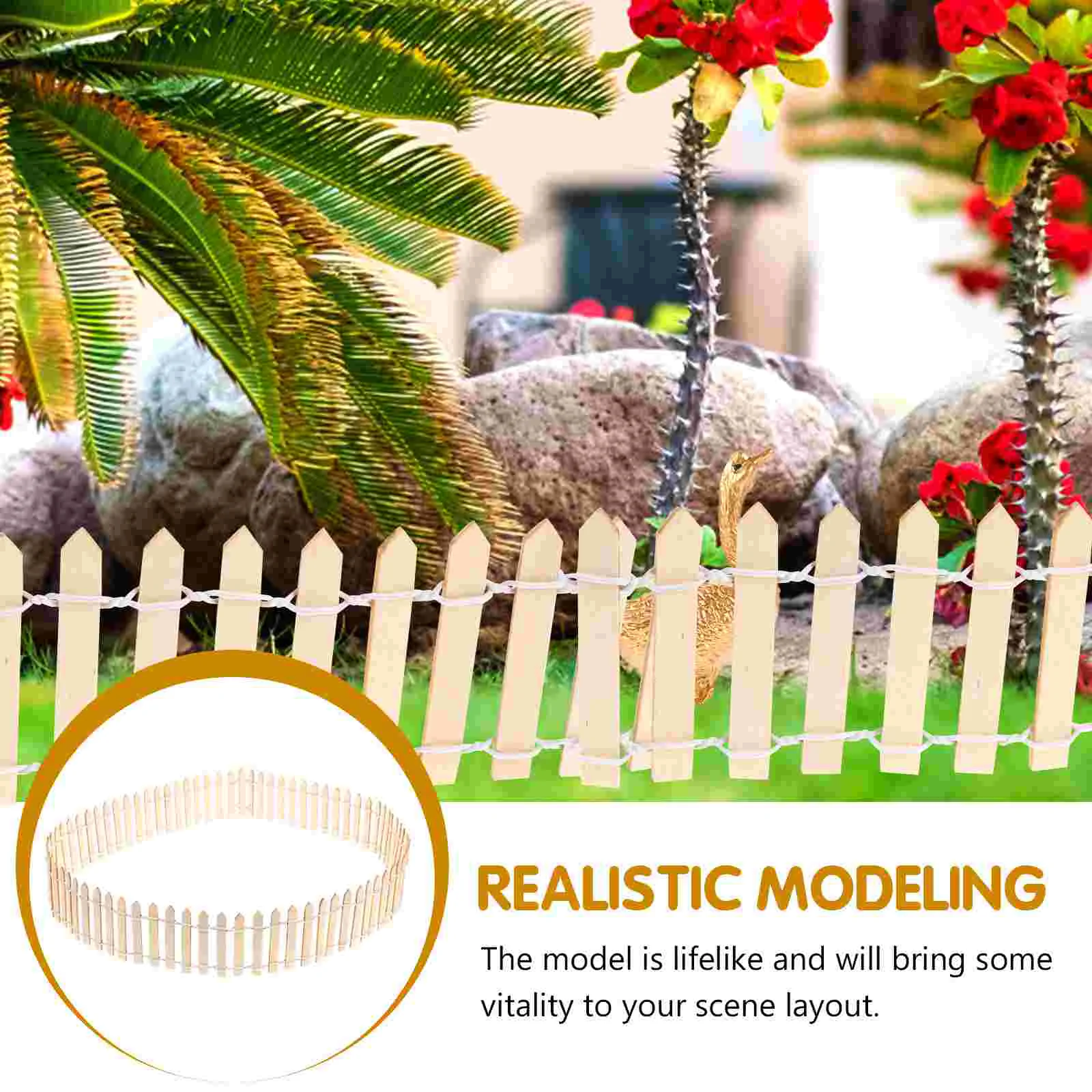 1M 5CM High Fence for Succulents Miniature Garden Decorative Model Wooden Plant Support Safe for Friends