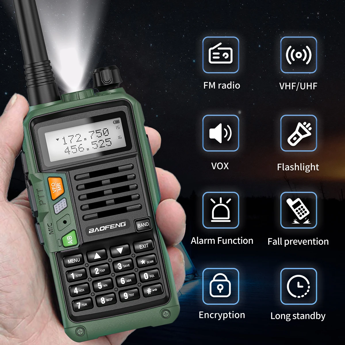 BAOFENG UV-S9 Plus Poderoso Portátil UHF VHF Banda Dupla 16 KM Longo Alcance À Prova D 'Água Walkie Talkie Ham Rádio em Dois Vias