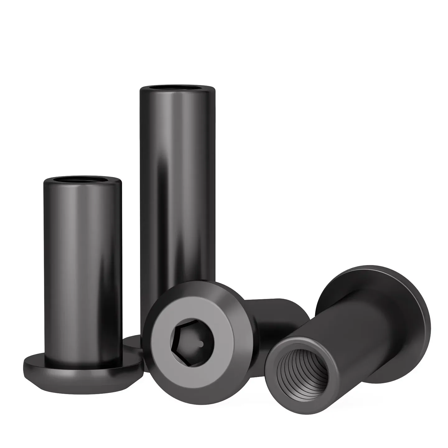 SS Barrel Nuts  Connector  Coupling Nut Hex Socket Flat Head Bolts  A2-304 Black Stainless Steel M4 M5 M6 For Furniture DIY