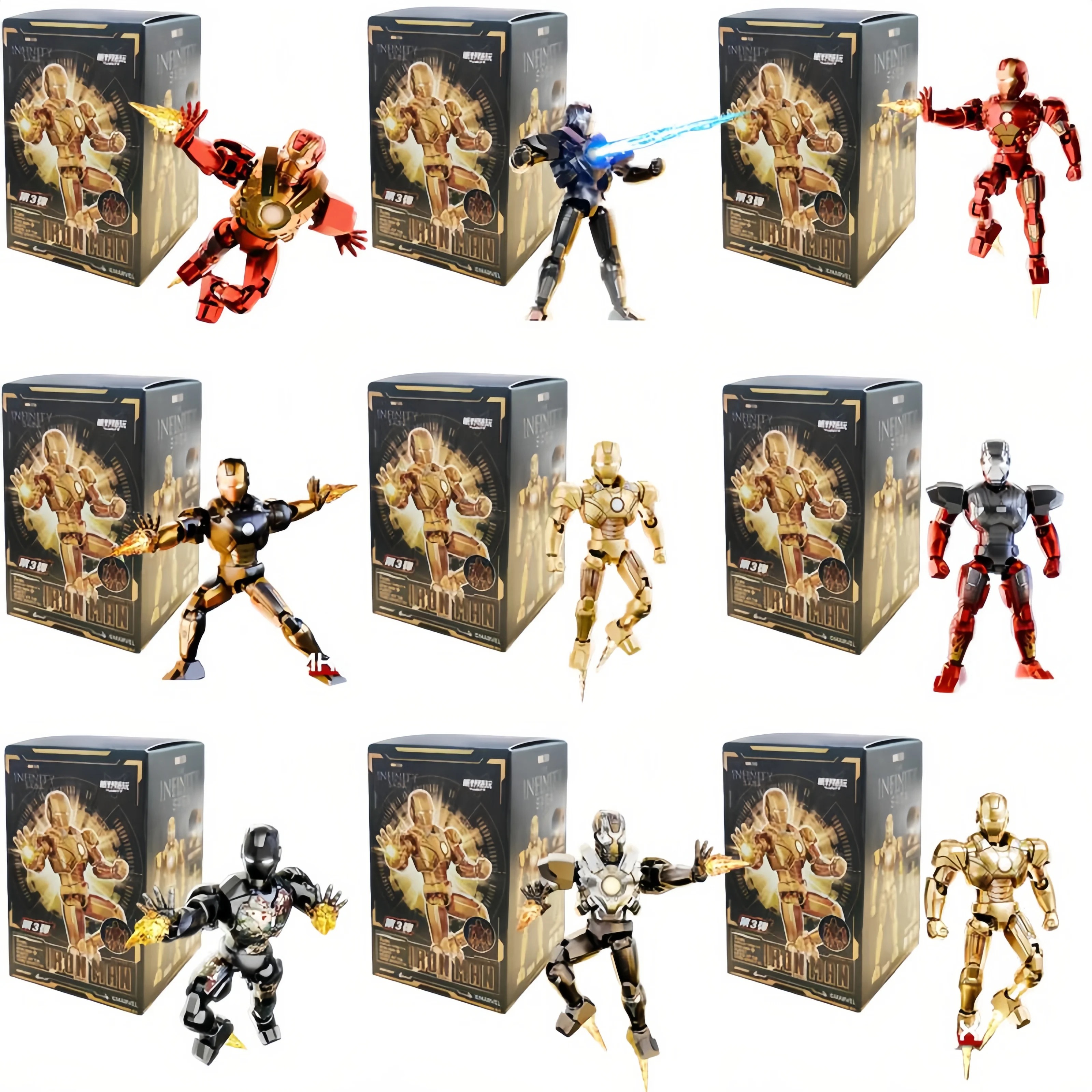 Avengers Iron Man 7CM 9PCS MK17.MK18.MK19.MK20.MK21.MK22.MK23.MK24 Assembled Model Handheld Joint Movable Doll Boy Toy Gift