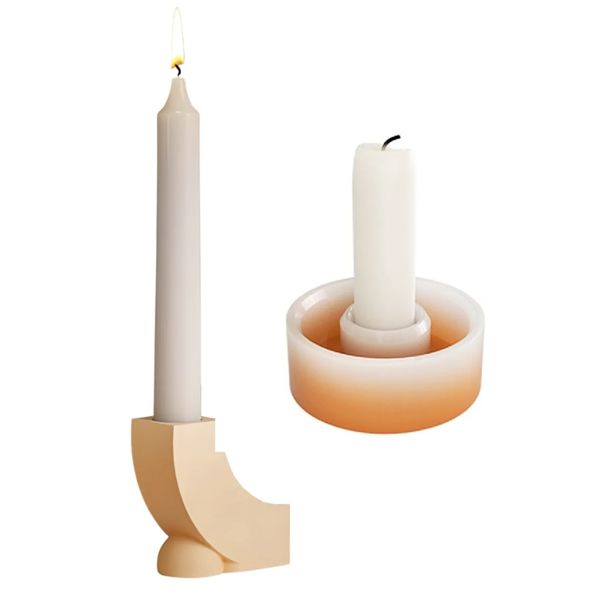TOP RATED~Crystal Drop Resin Geometric Candle Holder Mold L-Shaped Candle Holder DIY Mold Gypsum Display Stand Silicone Mold