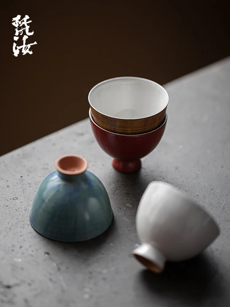 

2025 Fanru Japanese-style coarse pottery high-foot cup master single personal special small tea set Kung fu