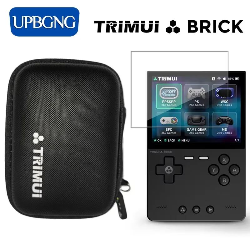 Trimui Brick 스크린용 유리 및 가방, 보호대 강화 유리 필름 EVA 휴대용 케이스, Trimui Brick TG3040 보호대 액세서리