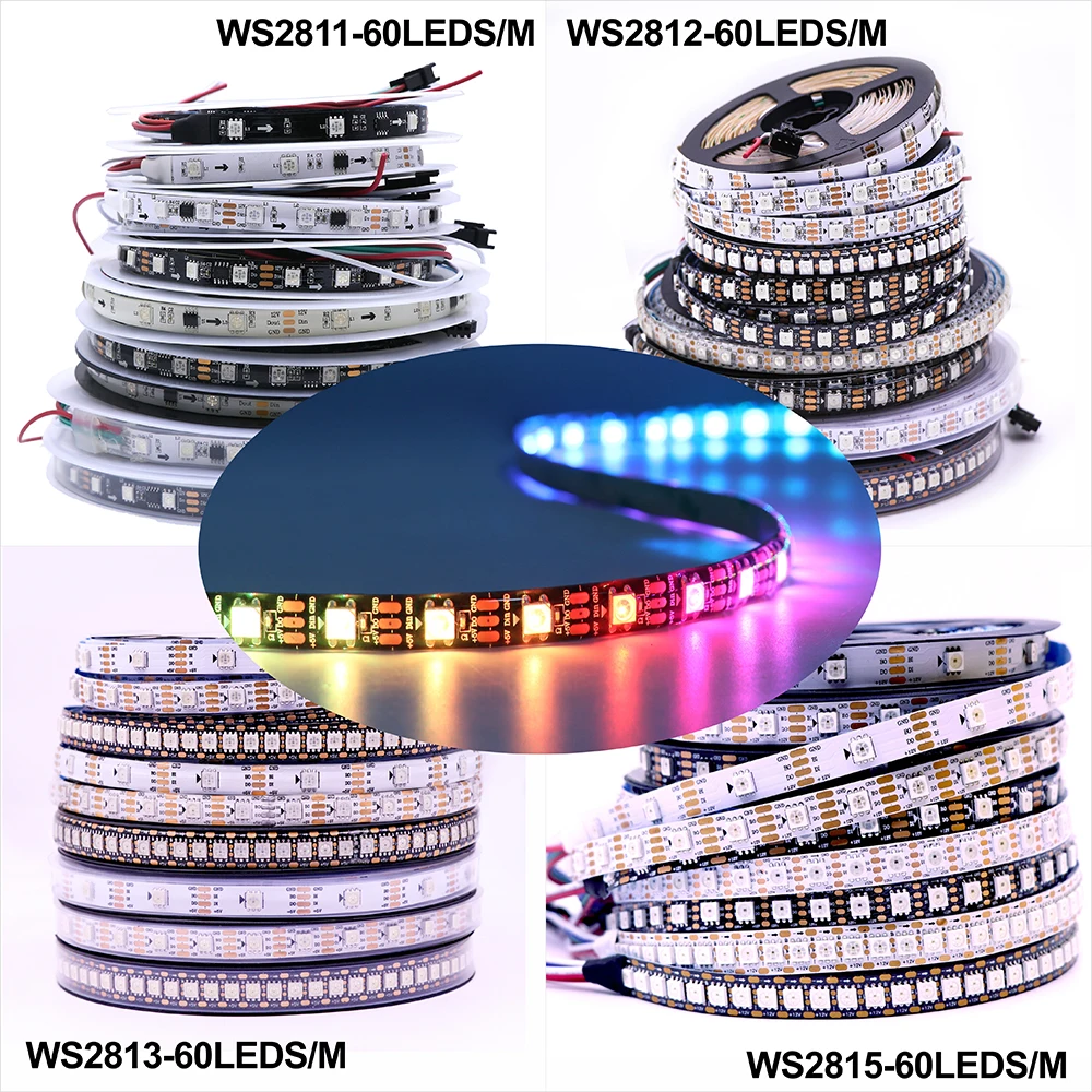 RGB Pixels WS2812b WS2811 WS2813 WS2815 LED Strip 5V12V Tape RGBled Light Smart WS2812 Individually Addressable IC 30/60/144led