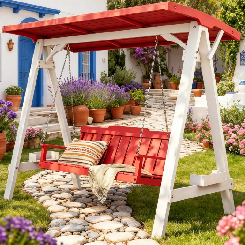 Outdoor courtyard anti-corrosion wood swing small courtyard garden terrace solid wood hanging chair