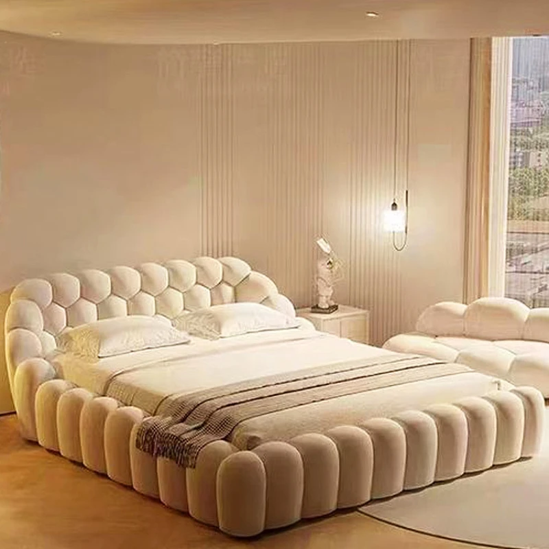 Cream style large bed bubble bed, 1 meter 8 large bed, personalized double bed, football bed, 6 foot main bed